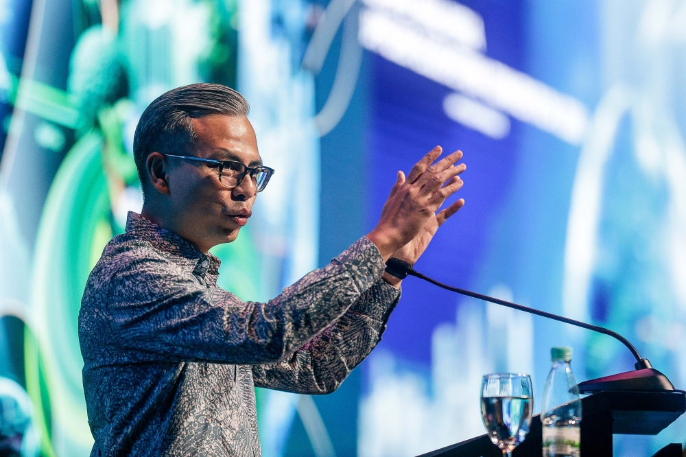 Communication Minister Fahmi Fadzil delivers his speech during the 2024 Huawei Malaysia Supplier Ecosystem Convention held here at Malaysia International Trade and Exhibition Centre. — Picture by Sayuti Zainudin
