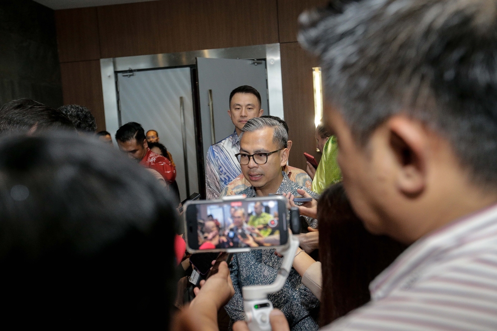 Communication Minister Fahmi Fadzil speaks to the press during the 2024 Huawei Malaysia Supplier Ecosystem Convention held here at Malaysia International Trade and Exhibition Centre. — Picture by Sayuti Zainudin