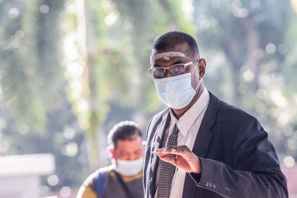 Jelutong MP RSN Rayer has lodged a police report against former premier Muhyiddin Yassin, accusing him of sedition against the royal institution. — Picture by Hari Anggara