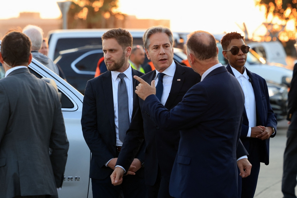 US Secretary of State Antony Blinken photographed upon his arrival in Tel Aviv, Israel yesterday. — Reuters