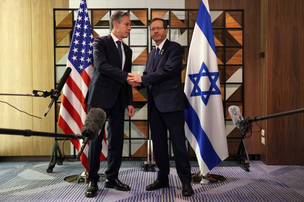 US Secretary of State Antony Blinken (L) meets with Israel's President Isaac Herzog in Tel Aviv on August 19, 2024. Blinken, in Israel to push for a Gaza truce. — AFP