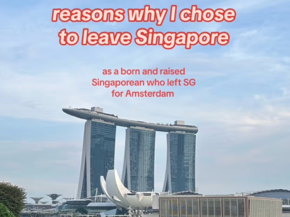 Screengrab from a TikTok user’s post listing reasons why she chose to leave Singapore for Amsterdam.