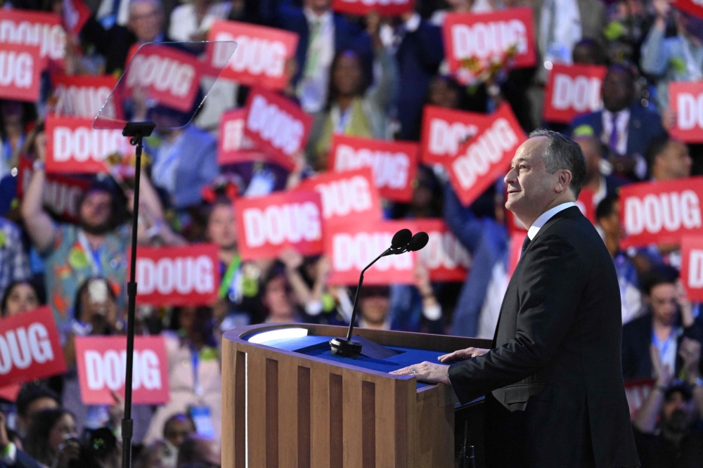 US Second Gentleman Douglas Emhoff speaks on the second day of the Democratic National Convention (DNC) at the United Center in Chicago, Illinois August 20, 2024. — AFP pic