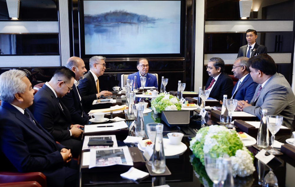 Prime Minister Datuk Seri Anwar Ibrahim at the One-to-One Business Meeting with Tata Consultancy Services (TCS) represented by its president (India business and strategic accounts, growth markets) Ujjwal Mathur in New Delhi, August 21, 2024. — Bernama pic 