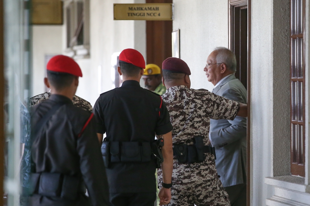 Former prime minister Datuk Seri Najib Razak is pictured at Kuala Lumpur High Court Complex August 15, 2024. — Picture by Yusof Mat Isa
