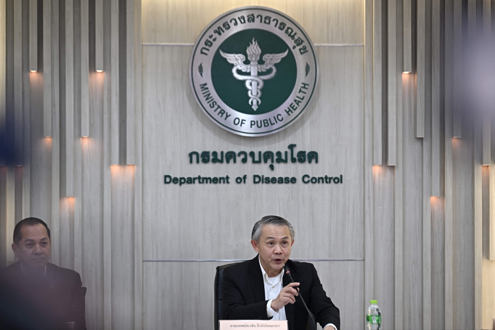 Thongchai Keeratihattayakorn, head of Thailand's Department of Disease Control, speaks during a press conference following the suspected first case of the new more dangerous strain of mpox in Bangkok on August 21, 2024. — AFP pic
