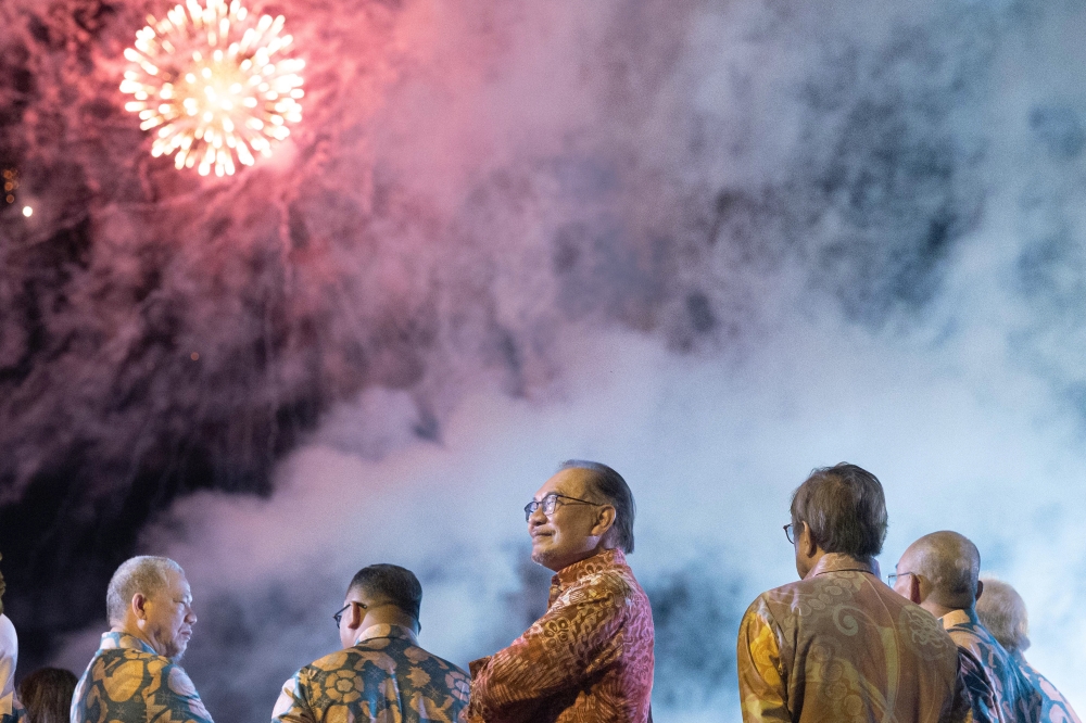Prime Minister Datuk Seri Anwar Ibrahim at the closing ceremony of Sukma 2024 in Sarawak Stadium. — Bernama pic