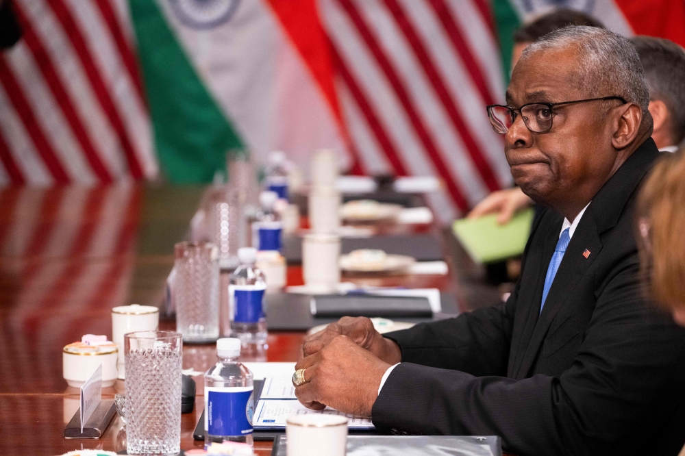US Secretary of Defense Lloyd Austin “spoke with Israeli Minister of Defense Yoav Gallant” to discuss defence against Lebanon-based Hezbollah that has launched cross-border airstrikes to avenge the killing of its top commander. — AFP pic