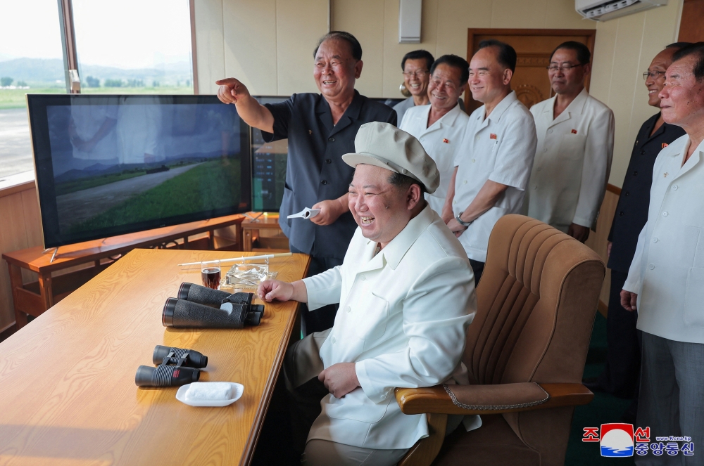 North Korean leader Kim Jong Un oversees a performance test of drones during a visit to the Drone Institute of North Korea's Academy of Defence Sciences at an undisclosed location in North Korea, August 24, 2024. — Reuters