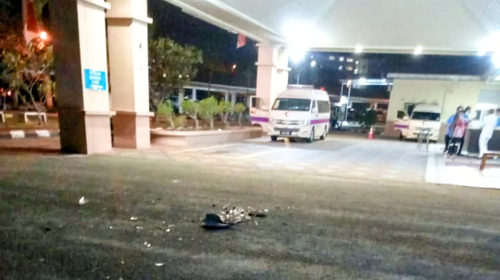 A photo shows Jasin Hospital after the attack on a patient. — Social media pic