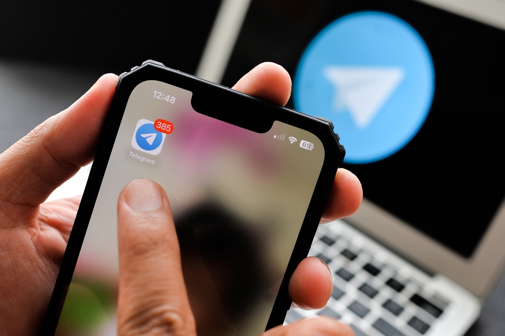 File picture of telegram logo in Shah Alam on June 11,2023. Picture by Miera Zulyana