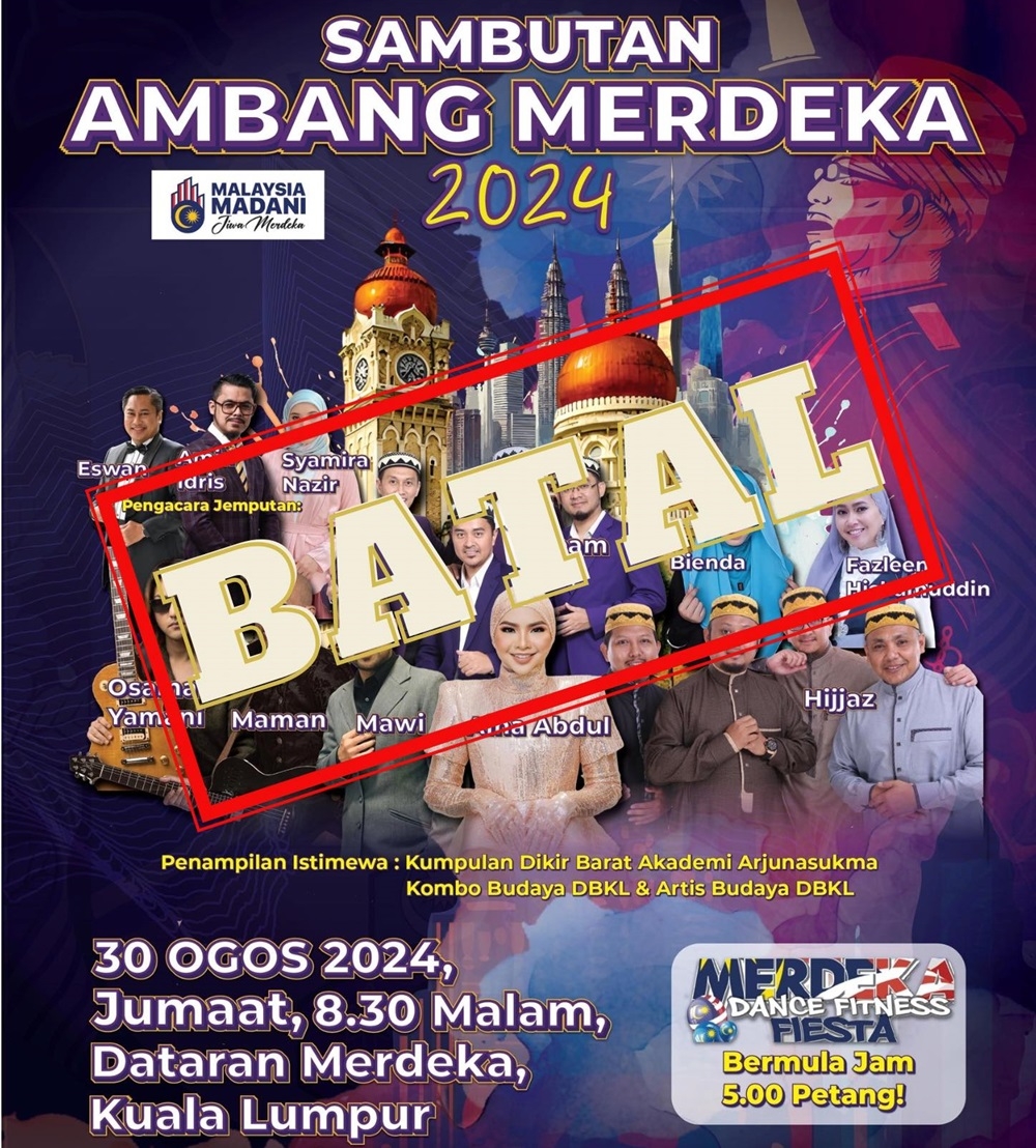 The 2024 Merdeka Eve celebrations organised by the Kuala Lumpur City Hall, which was scheduled to take place at Dataran Merdeka on August 30, has been cancelled. — Picture via Facebook/