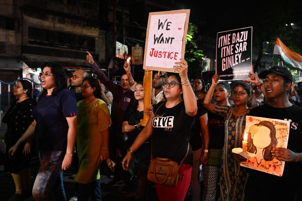 Protests erupted in West Bengal after the discovery of a 31-year-old doctor’s bloodied body at a state-run hospital in the local capital Kolkata on August 9. — AFP pic