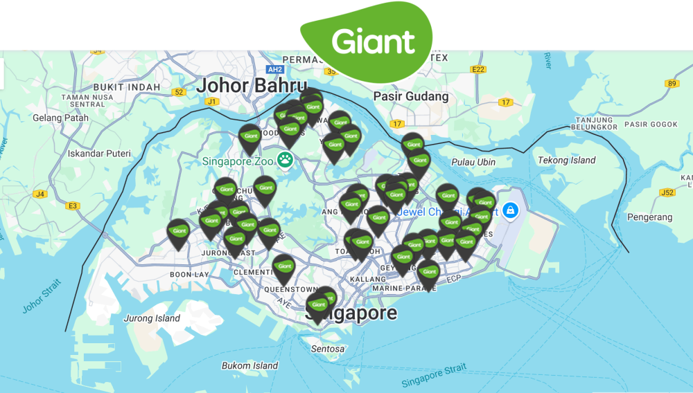The closure of the Toa Payoh Lorong 4 supermarket will reduce Giant’s presence to 45 stores, down from 53 in February. — Screengrab of store locators from Giant Singapore’s website