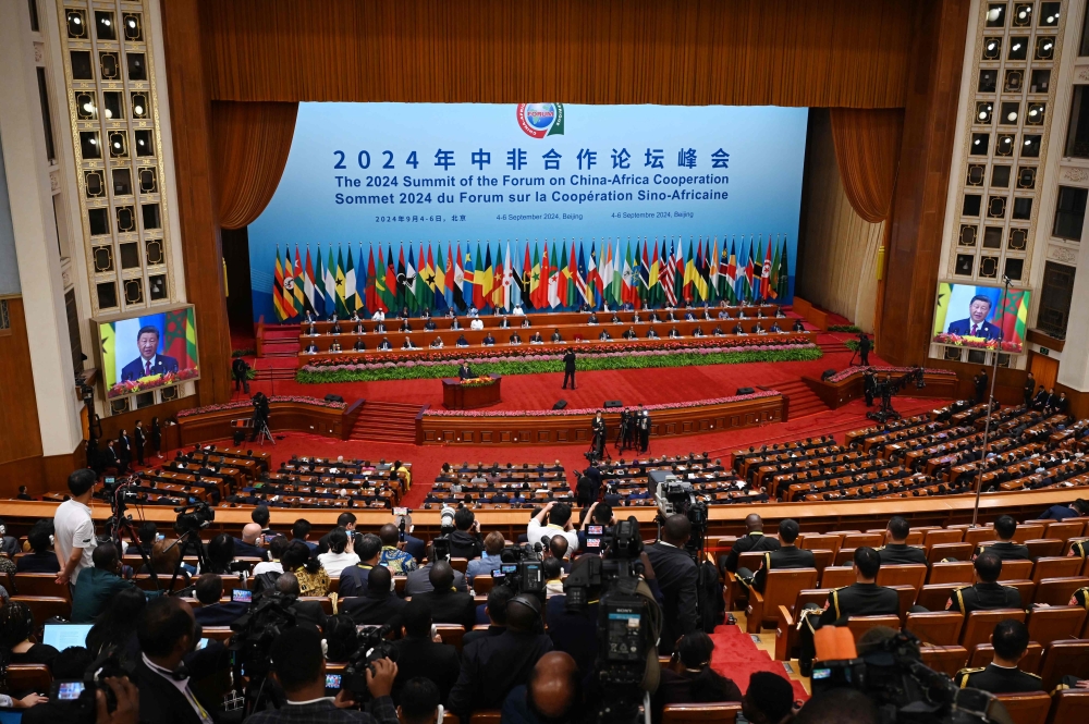China’s President Xi Jinping speaks at the opening ceremony of the Forum on China-Africa Cooperation at the Great Hall of the People in Beijing on September 5, 2024. — AFP