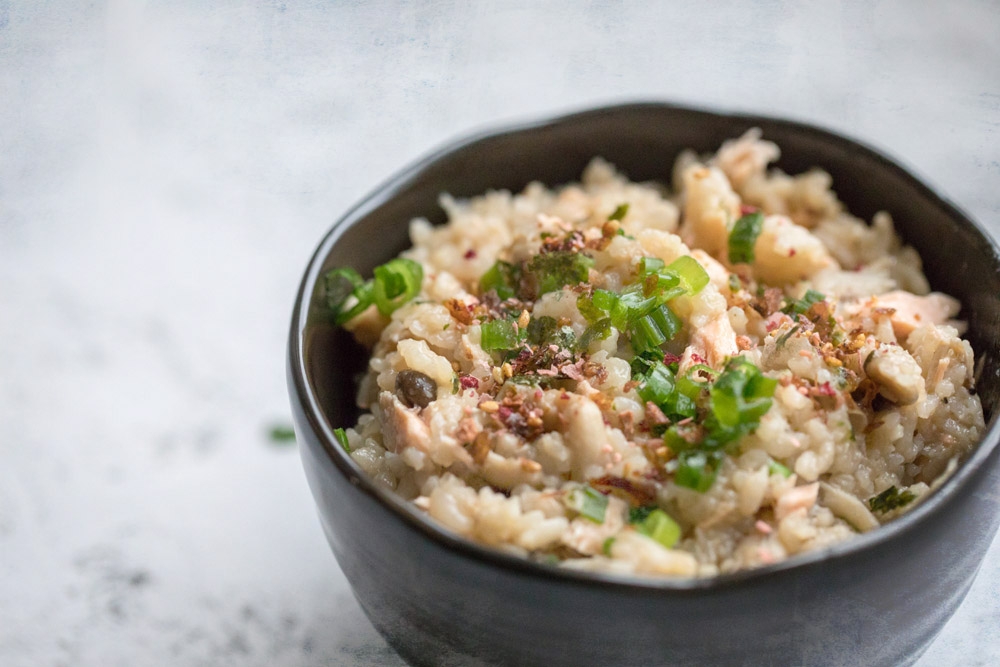 Salmon mushroom ‘gohan’ can be cooked in a rice cooker. — Picture by CK Lim