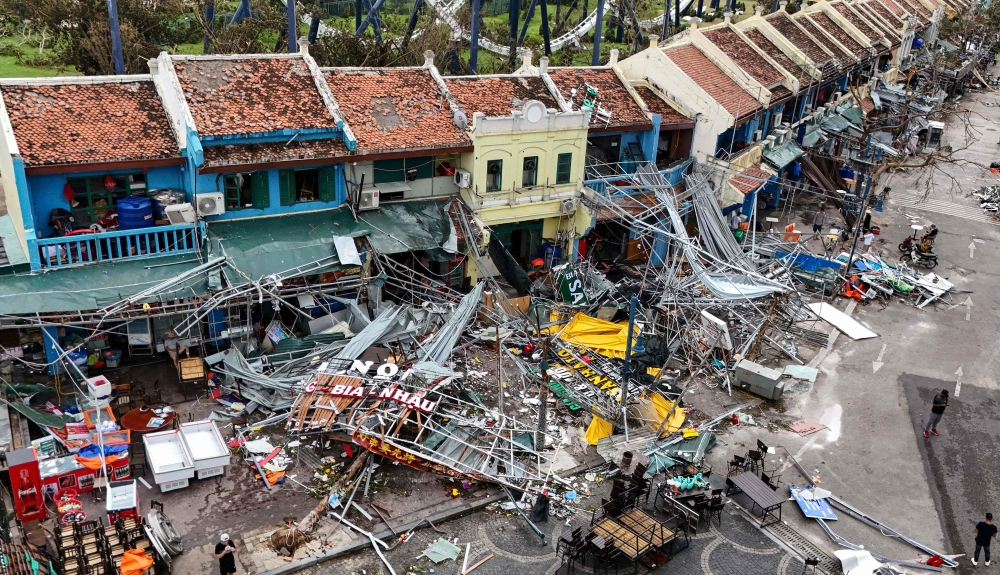 his aerial picture shows damaged buildings and debris on a street after Super Typhoon Yagi hit Ha Long, in Quang Ninh province, on September 8, 2024. — AFP pic