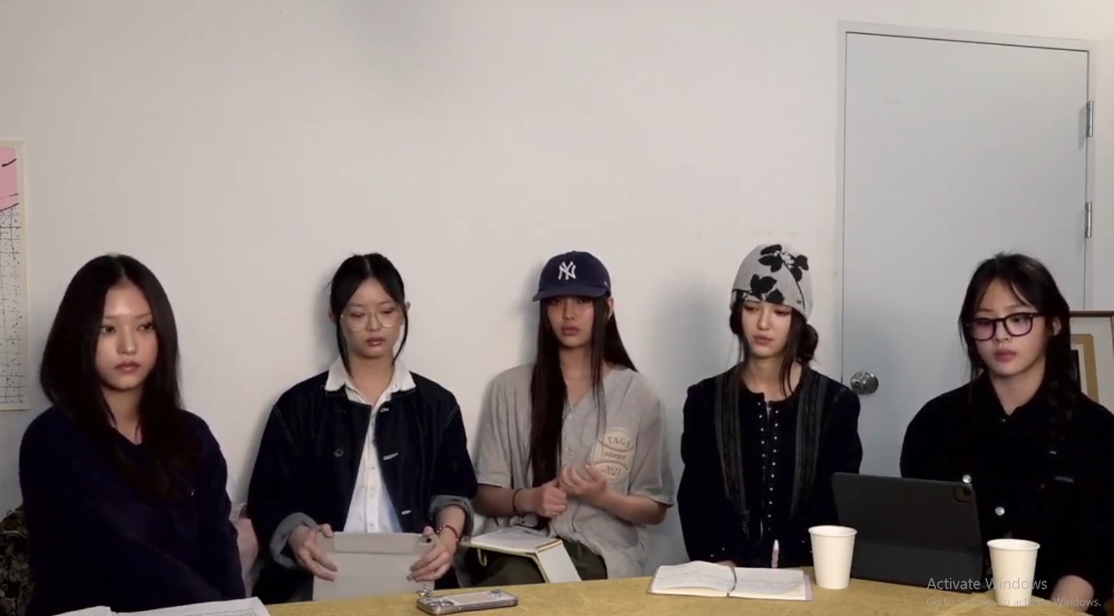 NewJeans members have publicly called for the reinstatement of Min Hee-jin as CEO of their management agency, ADOR, in a YouTube livestream on Wednesday. — Screengrab from X/@juantokki