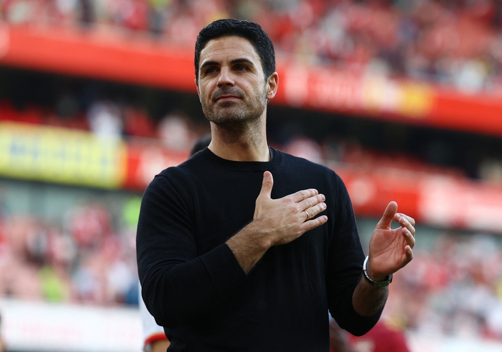 Arsenal manager Mikel Arteta during the lap of appreciation after the match. — Action Images via Reuters/Paul Childs pic