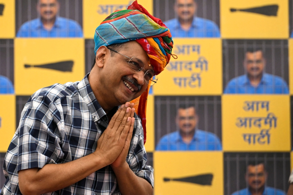 Arvind Kejriwal, chief minister of Delhi and leader of the Aam Aadmi Party (AAP) was released on bail by India’s top court. — AFP pic