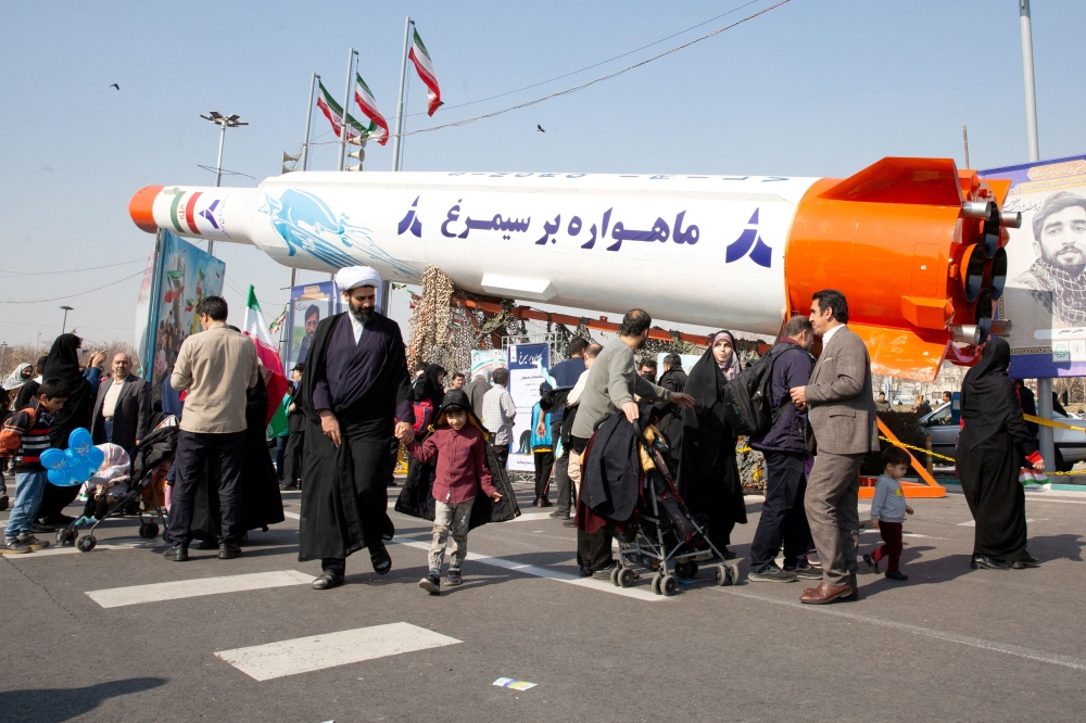 A view of an Iranian satellite carrier named ‘Simorgh’ during the 45th anniversary of the Islamic Revolution in Tehran February 11, 2024. — Reuters pic