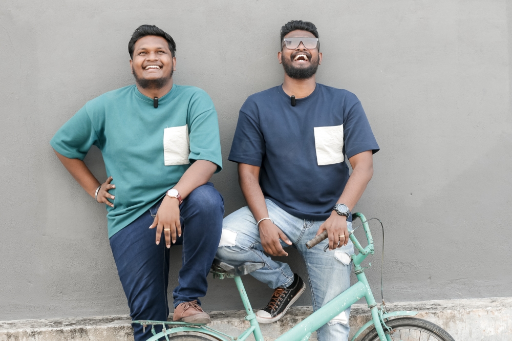 Devaraj and Devadass David, two brothers from Bahau who own a convenience store, who as they humorously admit, are sometimes mistakenly stereotyped as triad members in their hometown. — Picture by Raymond Manuel