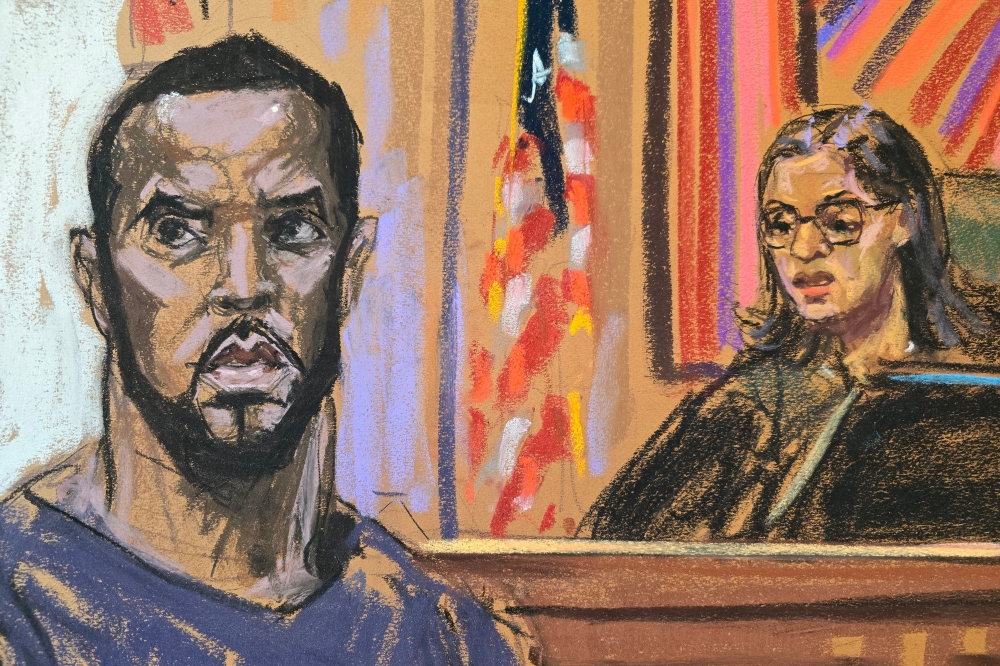 Combs was brought before US Magistrate Judge Robyn Tarnofsky after prosecutors brought three criminal charges against him in federal court in the Manhattan borough of New York City in this courtroom sketch. — Reuters