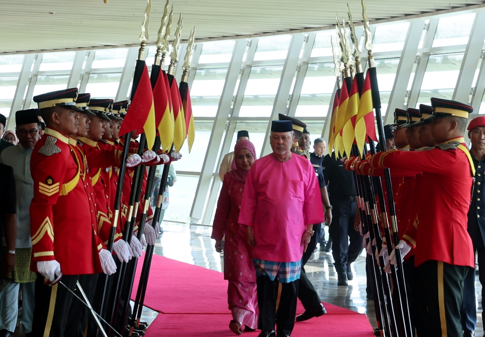 Sultan Ibrahim and Raja Zarith Sofiah grace the National Maulidur Rasul SAW 1446H/2024M Celebration at the Putrajaya International Convention Centre (PICC) in Putrajaya September 16, 2024. — Bernama pic