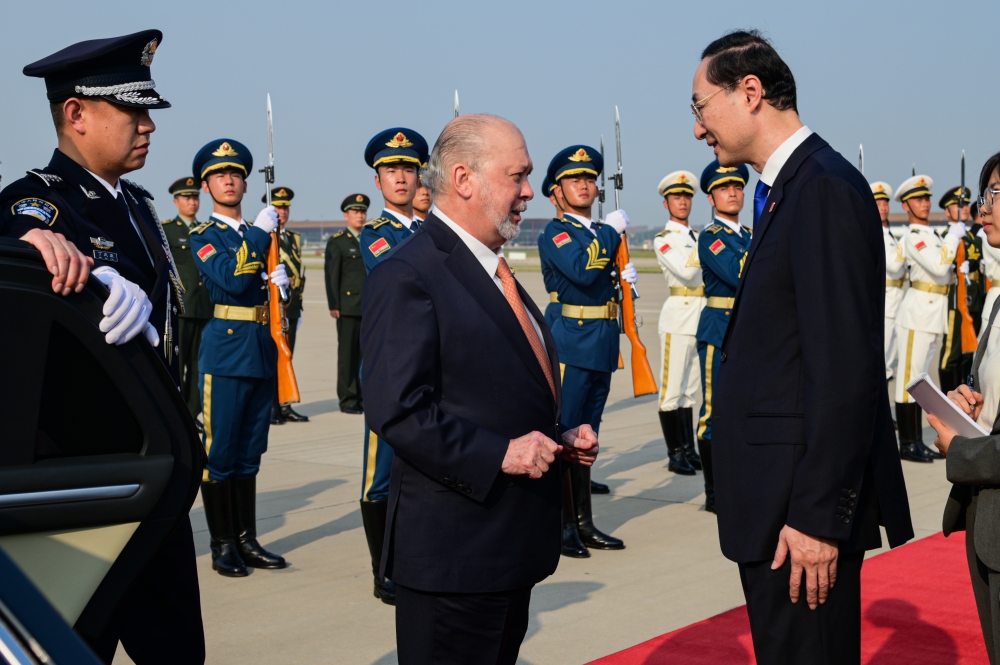 His Majesty Sultan Ibrahim, King of Malaysia greeted on arrival in Beijing yesterday for a four-day state visit to China. — Bernama pic 