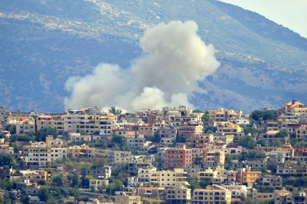An Israeli airstrike in the southern Lebanese village of Khiam near the border on September 19, 2024. — AFP pic