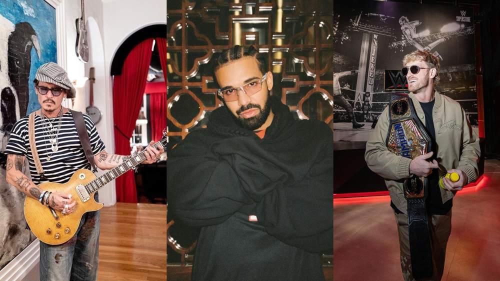 TAG PR controversial clients include Johnny Depp, Drake and YouTuber Logan Paul. — Pictures from Instagram/johnnydepp, champagnepapi, loganpaul