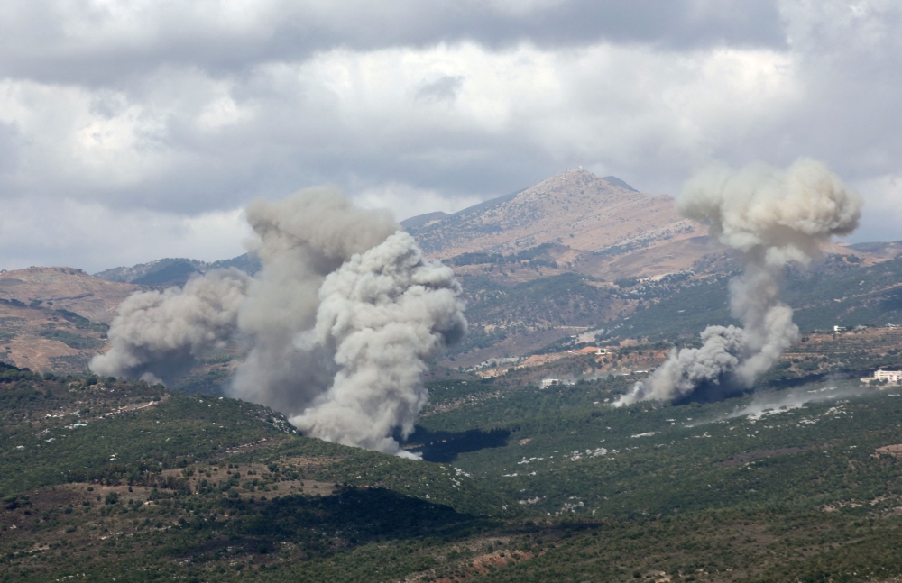 Cross-border strikes continued yesterday: Israeli warplanes carried out the heaviest bombardment in 11 months of fighting across Lebanon’s south and Hezbollah claimed rocket attacks on military targets in Israel’s north. — Reuters pic