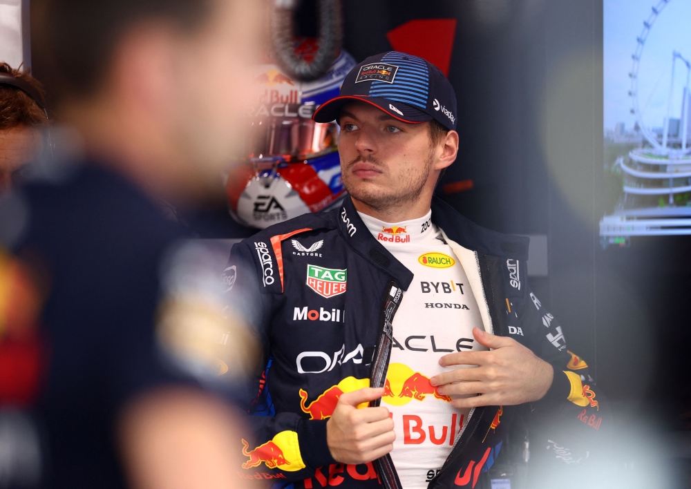 Red Bull's Max Verstappen during practice at Singapore GP in Marina Bay Street Circuit, September 21, 2024. — Reuters pic