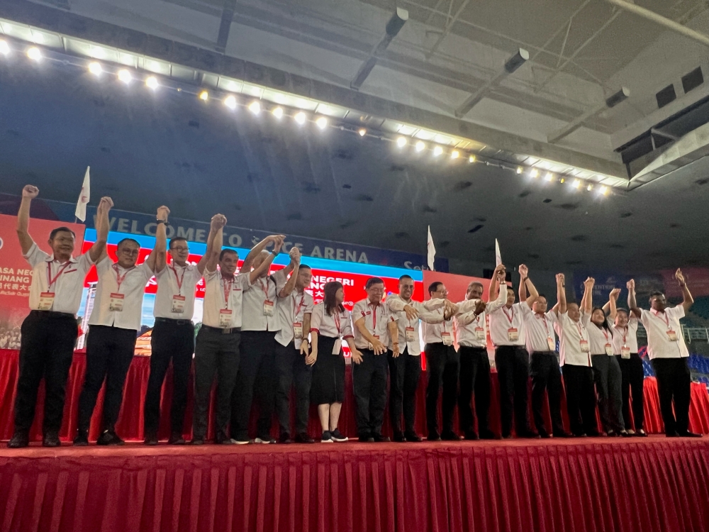 The 15 newly elected committee members for Penang DAP. — Picture by Opalyn Mok