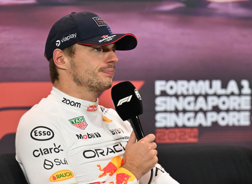 Red Bull’s Max Verstappen during a Singapore F1 Grand Prix post race press conference after finishing second place in the Singapore Grand Prix at the Marina Bay Street Circuit, Singapore September 22, 2024. — Reuters pic  