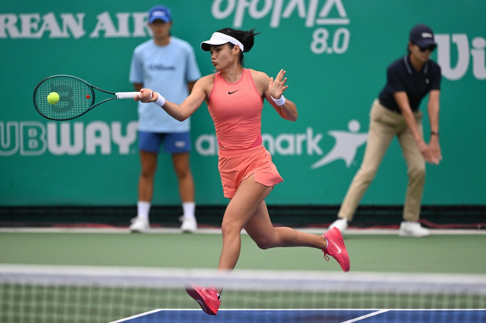 Brit tennis player Emma Raducanu, 21, injured her foot in the Korea Open quarter-finals while playing Daria Kasatkina on September 21, 2024. — AFP pic