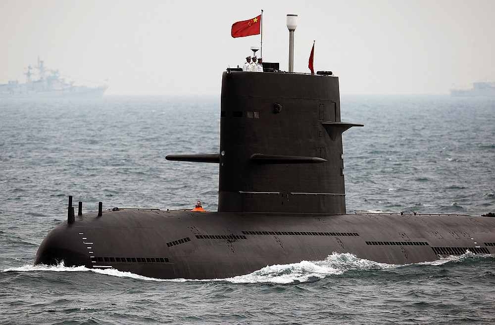 An undated file photograph shows a Chinese Navy submarine in Qingdao, Shandong province. — Reuters pic