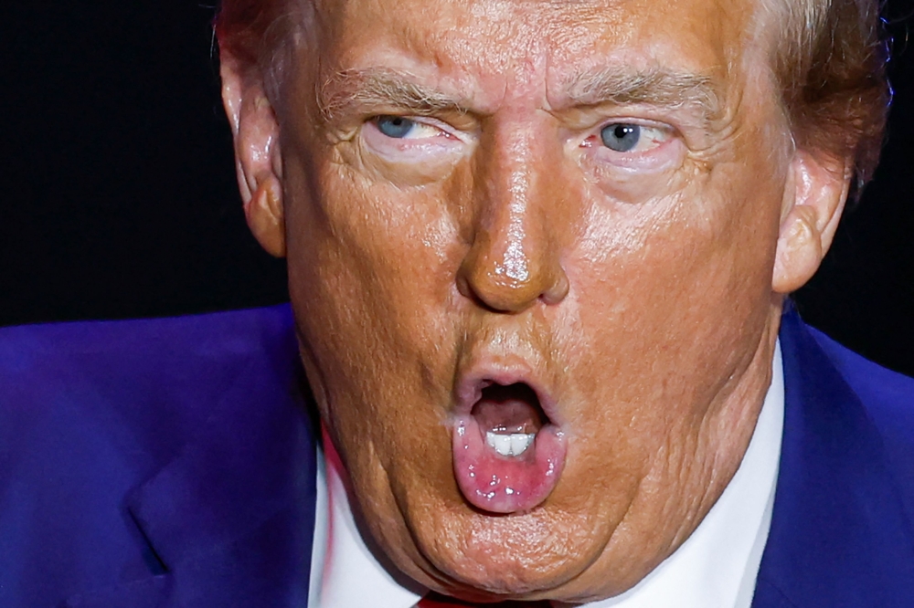 Former US President and Republican presidential candidate Donald Trump delivers remarks at the Prairie du Chien Area Arts Center in Prairie du Chien, Wisconsin, September 28, 2024. — AFP pic