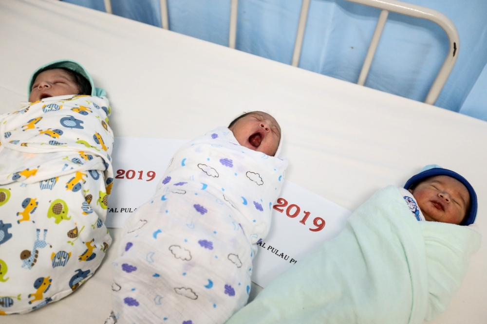 File picture of newborns taken at Penang General Hospital January 1, 2019. — Picture by Sayuti Zainudin 