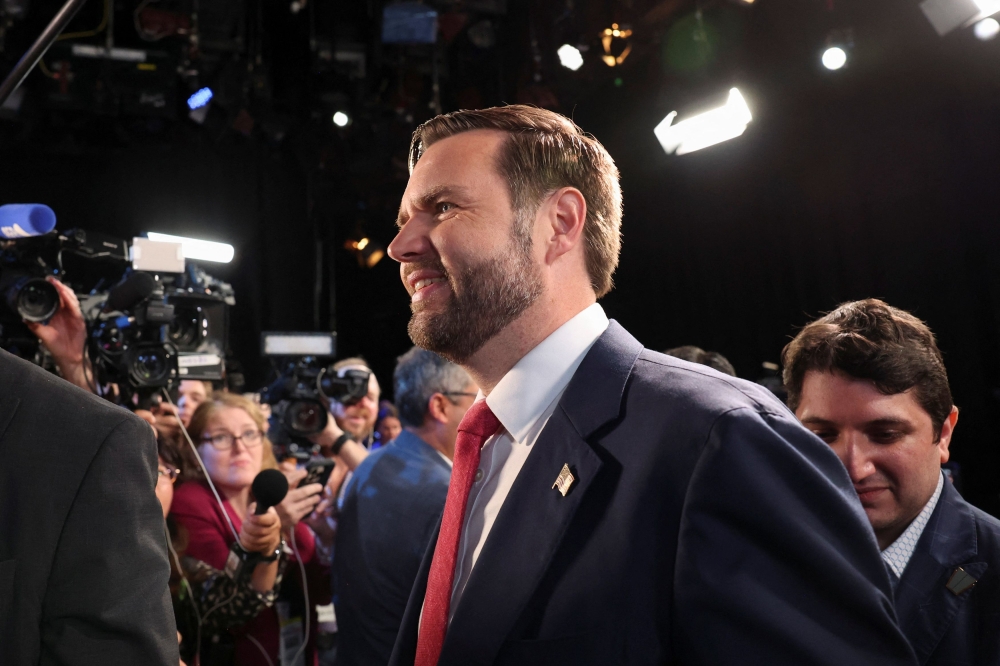 Republican vice presidential nominee US Senator JD Vance after attending a debate with Democratic vice presidential nominee Minnesota Governor Tim Walz (not pictured) hosted by CBS in New York. — Reuters pic