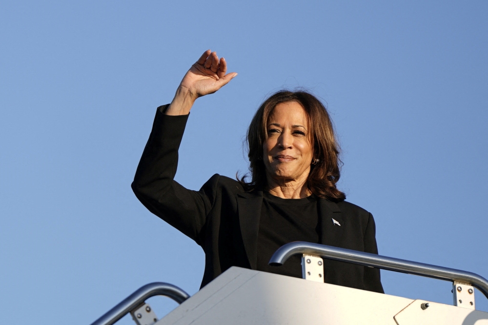 Democratic presidential nominee and US Vice President Kamala Harris said the Arkansas governor’s views on family were outdated and discussed her own “modern family,” which includes her husband, Doug Emhoff, and his two children from his first marriage, Cole and Ella. — Reuters pic