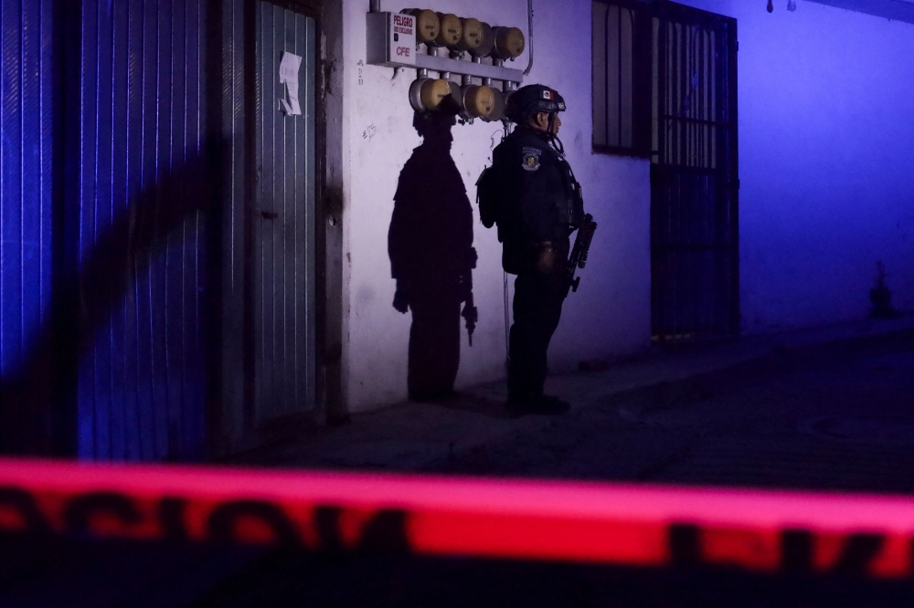 A member of the Mexican security forces stands as they respond at the scene where Alejandro Arcos, mayor of Chilpancingo, was killed, in Chilpancingo, Guerrero, Mexico October 6, 2024. — Reuters pic