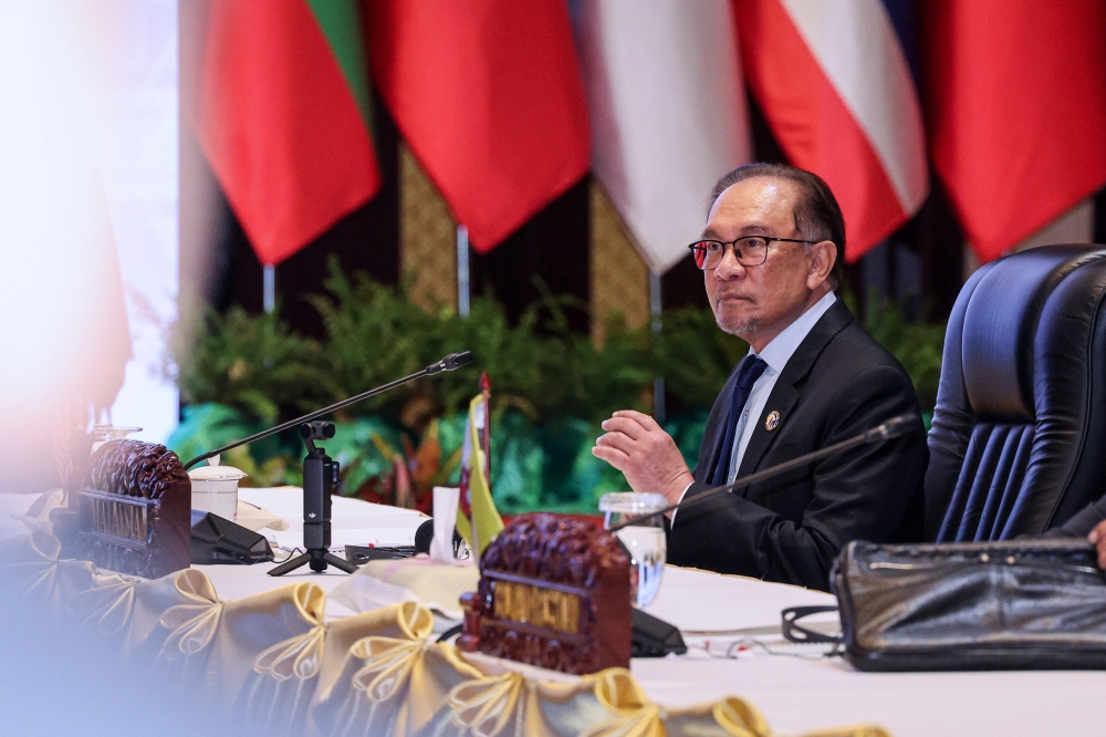 Prime Minister Datuk Seri Anwar Ibrahim attends the 44th Asean Summit (Plenary Session) at the National Convention Centre (NCC) in Vientiane, October 9, 2024. — Bernama pic 