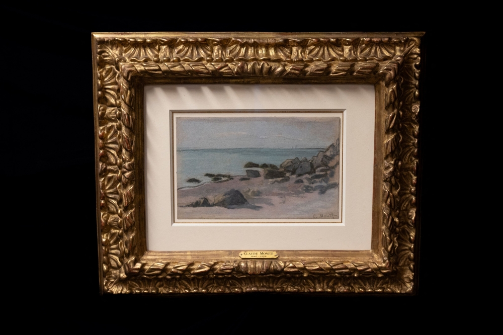 Claude Monet’s pastel on paper, “Bord de Mer”, dated about 1865 and which was stolen from the Parlagi family in 1940 by Nazi occupiers in France, is seen after its recovery by the US FBI Art Crime Team. — Reuters pic