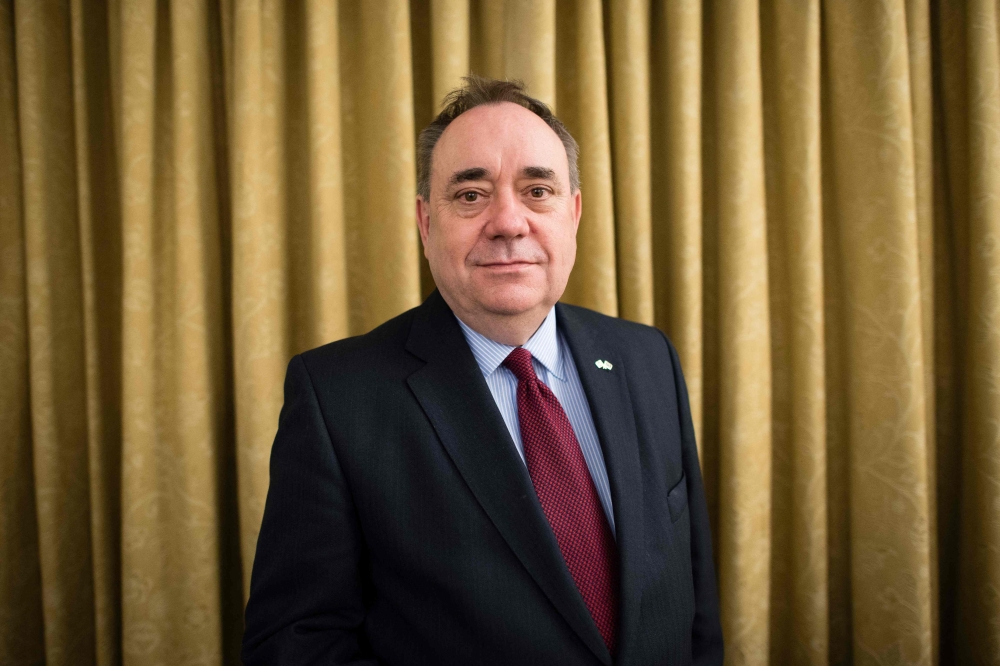 Salmond, who led Scotland between 2007 and 2014, took ill after giving a speech in North Macedonia. — AFP pic