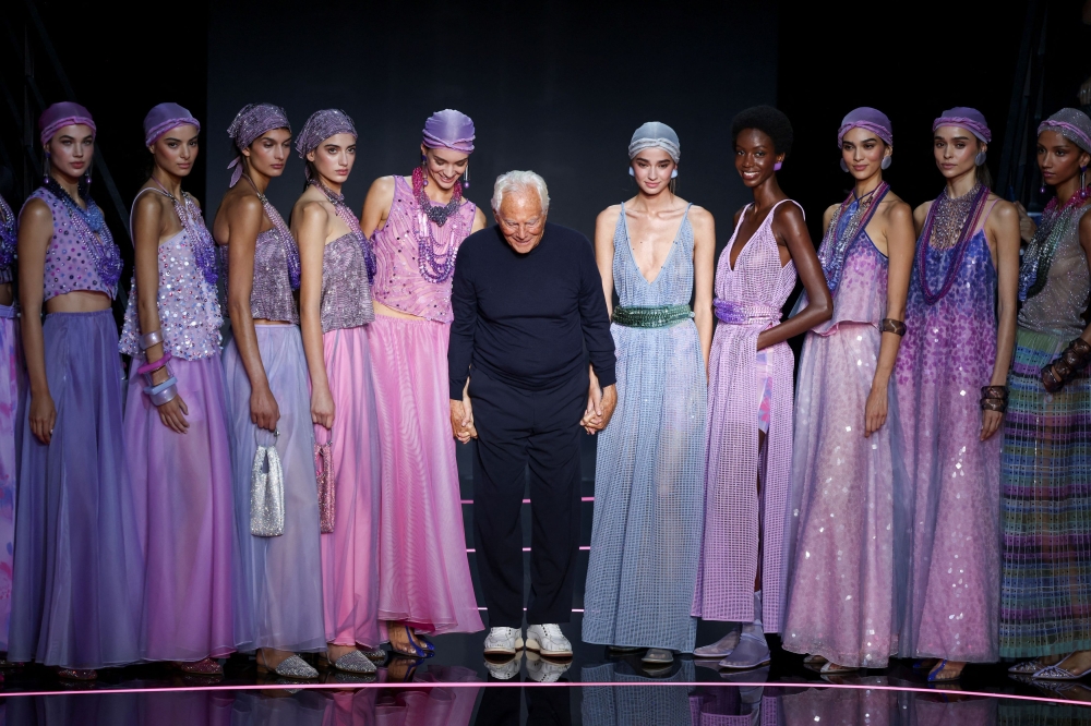 Giorgio Armani appears at the Emporio Armani Spring/Summer 2024 collection fashion show. — Reuters pic