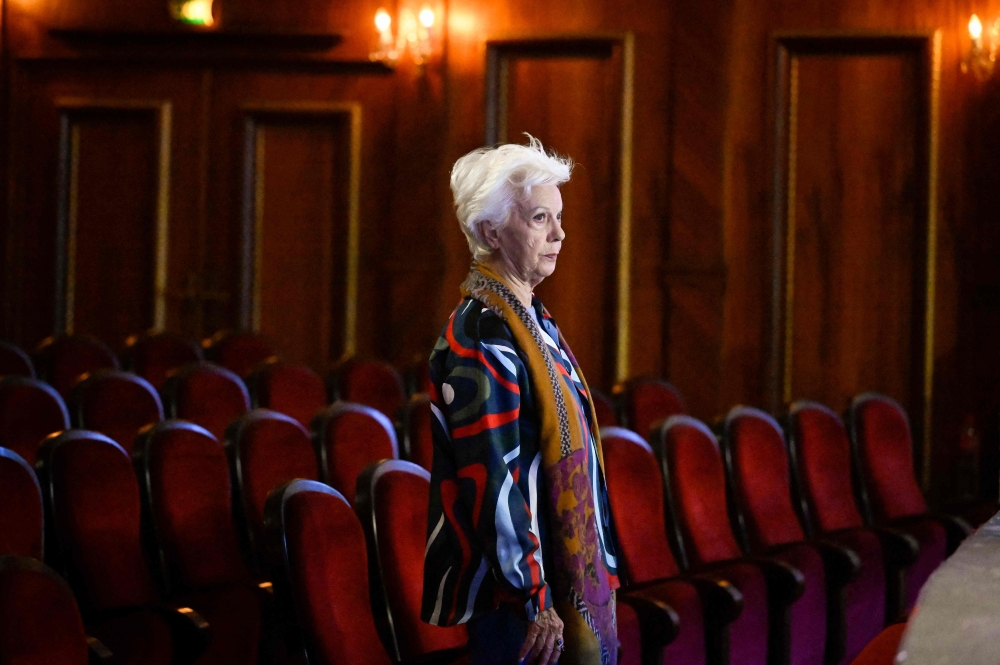 Bulgarian opera singer Raina Kabaivanska looks on during her annual masterclass for young singers in Sofia Opera and ballet in Sofia on October 1, 2024. — AFP pic