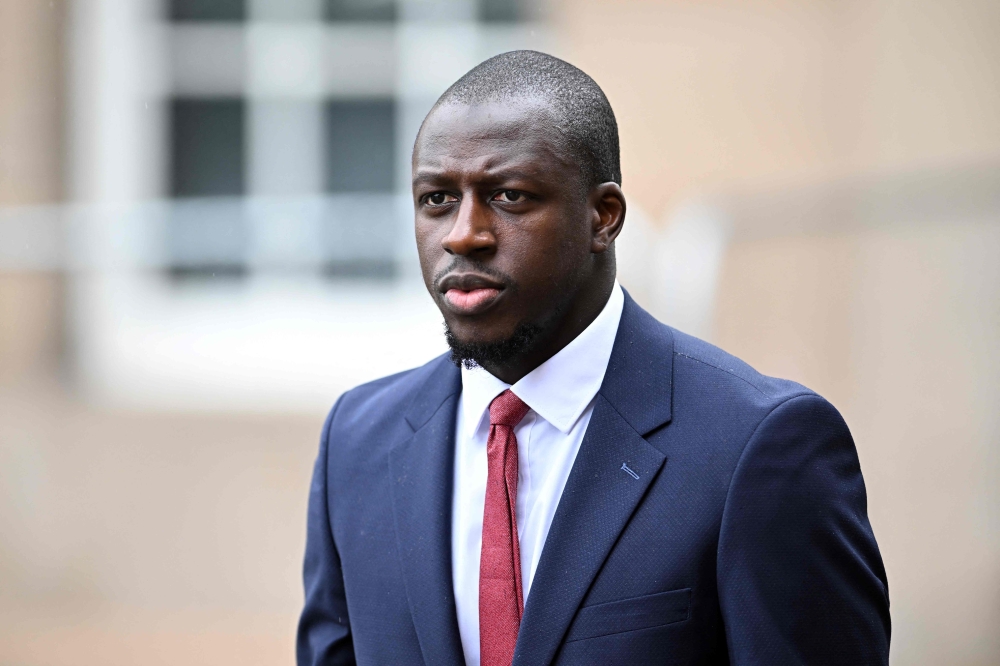 Former Manchester City footballer Benjamin Mendy borrowed money from team-mates for legal fees and child support after he was charged with sexual offences, an employment tribunal heard yesterday. — AFP pic