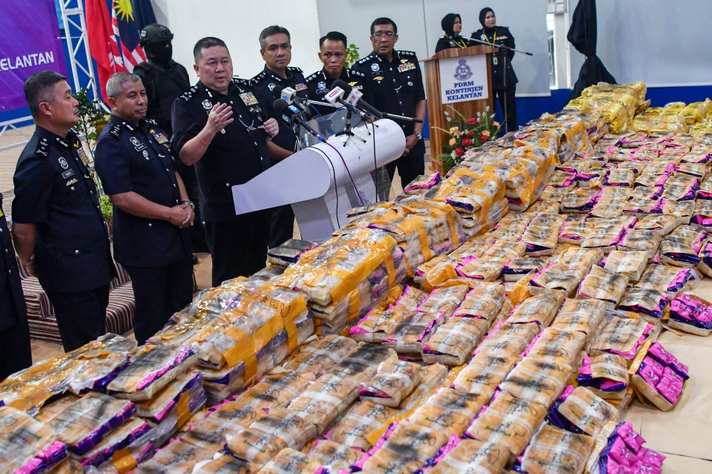 Bukit Aman Narcotics Crime Investigation Department (NCID) director Datuk Seri Khaw Kok Chin is seen during a press conference at the Kelantan Police Contingent Headquarters in Kota Baru October 15, 2024. — Bernama pic