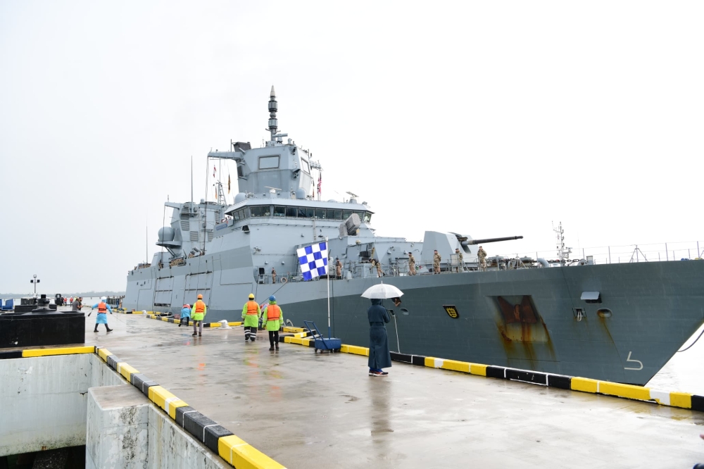 German Navy frigate FGS Baden-Württemberg is seen docked at the Port Klang Cruise Terminal in this handout photograph. — Picture courtesy of RMN
